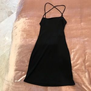 Urban outfitters  black ribbed dress with criss cross straps-Medium